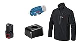 Bosch Professional Beheizbare Jacke GHJ 12+18V XA (inkl. USB-Ladeadapter GAA 12V-21 + GBA 12V 2.0Ah Akku + Ladegerät GAL 12V-20) Größe L