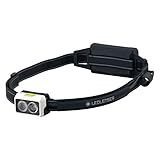 Ledlenser NEO5R LED Stirnlampe Joggen | Kopflampe mit 600 Lumen | Lauflampe mit Akku wiederaufladbar mit rotem Rücklicht | reflektierendes Stirnband, Brustgurt, Lampenkopf schwenkbar | weiß/lime