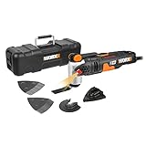 WORX WX681 Sonicrafter F50 Multifunktionswerkzeug 450w – zum Schneiden, Polieren, Schleifen uvm. – Multitools inkl. Adapter für Universalzubehör, 35mm Sägeblatt & 80mm HSS Sägeblatt halbrund