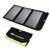 ALLPOWERS 5V 21W Solar Panel, Tragbares Solarladegerät, 3 USB-Ausgangs & 2 USB-Eingangs Wasserdichtes Faltbares Solarpanel, Solar Ladegerät, Solar Powerbank für Smartphone, Tablets, Outdoor, Camping