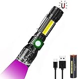 iToncs UV Taschenlampe, Schwarzlicht Taschenlampe LED Aufladbar, 3in1 Kleine Taschenlampe Extrem Hell mit Starker Magnet und Rotlicht, 395nm UV Licht für Banknoten Urin, 7 Modi (mit Akku)