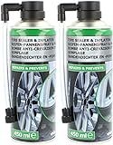 com-four® 2X Reifen Pannenspray je 450 ml - Autoreifen Pannenset auch für Motorradreifen - Reifenreparaturset - Reifendicht-Spray für Auto und Motorrad