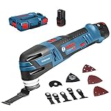 Bosch Professional 12V System Akku Multi-Cutter GOP 12V-28 (inkl. 2x 3.0Ah Akku + Schnellladegerät GAL 1230 CV, 1x Deltaschleifplatte, 5x Schleifblätter, 3x Tauchsägeblatt, L-BOXX)